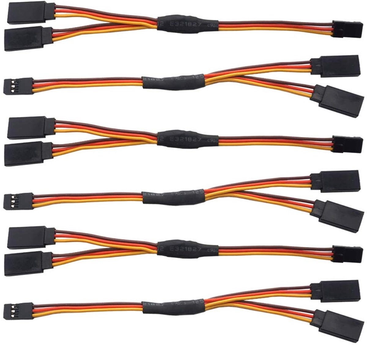 6 Stuks Servo Y-kabel, 22 AWG, 60 Kernen, Premium RC Servo Verlengkabel, 150mm, 1 op 2 Verlengkabels met 3 Pin JR Plug voor RC Vliegtuigen en Drones