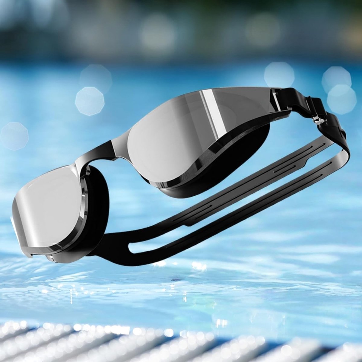 Zwemgoggles voor volwassenen met dioptrieën (-6.0 tot 0), optische zwemmers, anti-fog, UV-bescherming, zachte 3D-siliconen afdichting, inclusief opbergetui en oordopjes