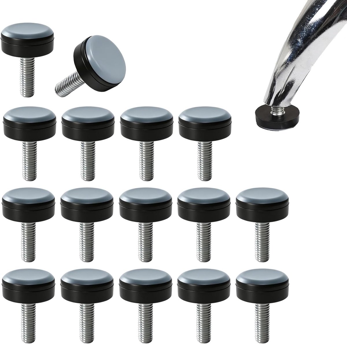 16 stuks ronde PTFE-glijpads Ø 20 mm voor meubels, geluidsarme glijders, bescherming voor parket en vloeren