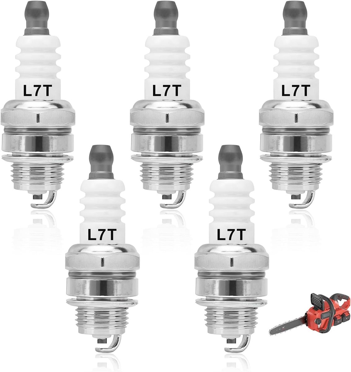 SnelShoppen - 5x L7T Universele Bougies voor Grasmaaier, Kettingzaag, Bosmaaier en 2-Takt Tuinmachines - Betrouwbare Ontsteking en Stabiele Prestaties