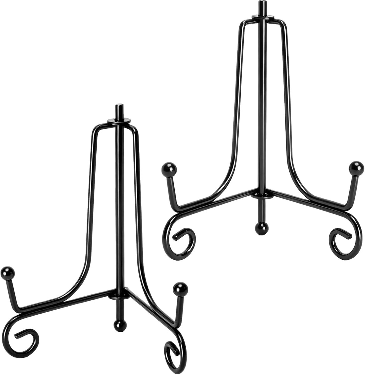 SnelShoppen - 2 stuks metalen bordenstandaard 10,5 cm - inklapbare ijzeren bordenhouder voor foto's, kunst, boeken - zwart metalen display houder voor