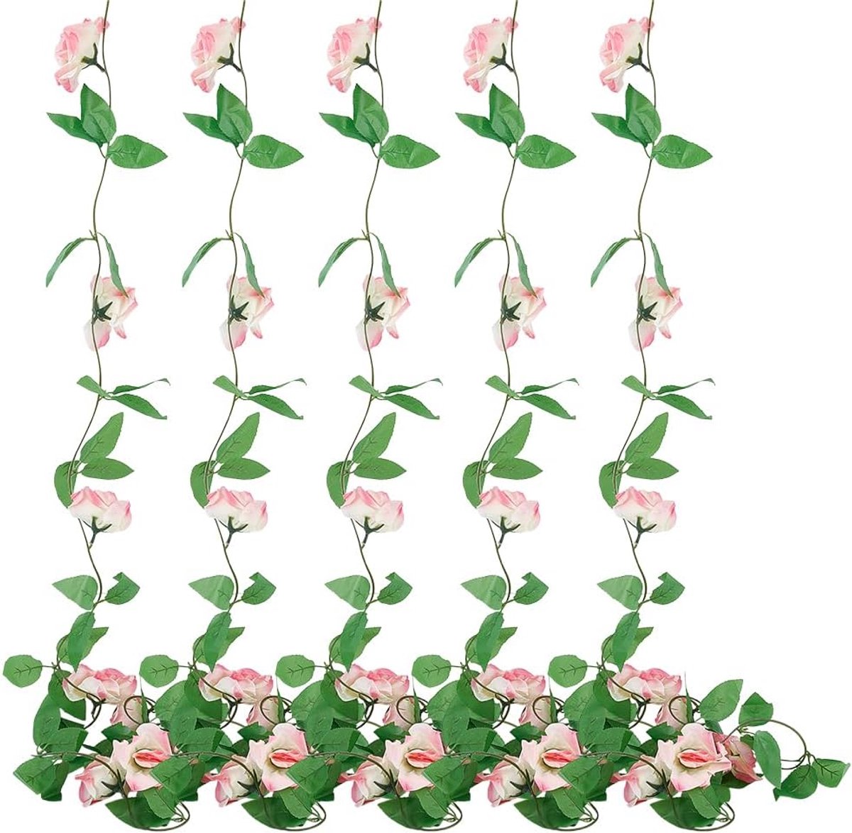 SnelShoppen - 6 Stuks Kunstmatige Rozenwijnstok Nepbloemenslinger 100 cm met Groen Klimop en Faux Zijde Rozen voor Bruiloft, Feest, Thuis en Hotel Dec