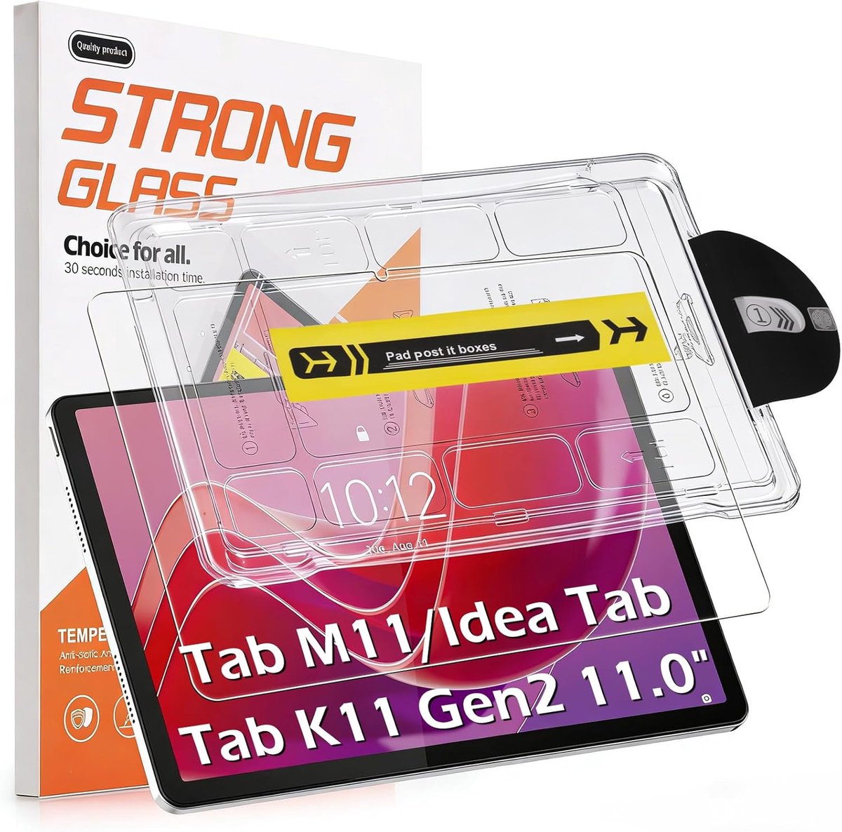 SnelShoppen - Beschermfolie voor 11 Inch Tablet - Glas Beschermfilm, HD Helder, 9H Hardheid, Antikras, Eenvoudige Installatie met Montagekit, Geschikt