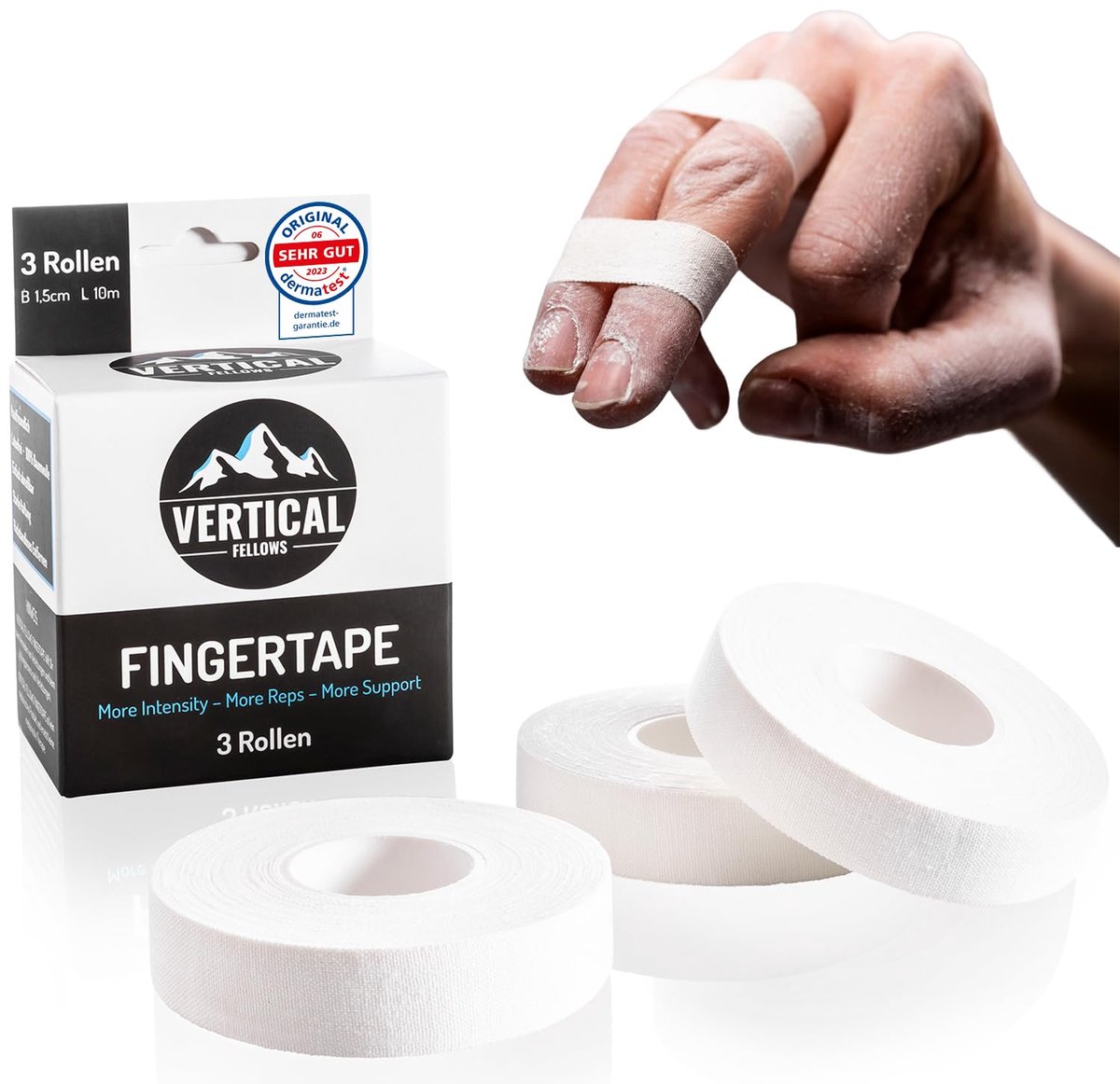 SnelShoppen - 3 Rollen Klimtape 1.5 cm Breed - Dermatest Zeer Goed - Ideaal voor Klimmen, Blokken en Sporten - Inclusief PDF Wandinstructies