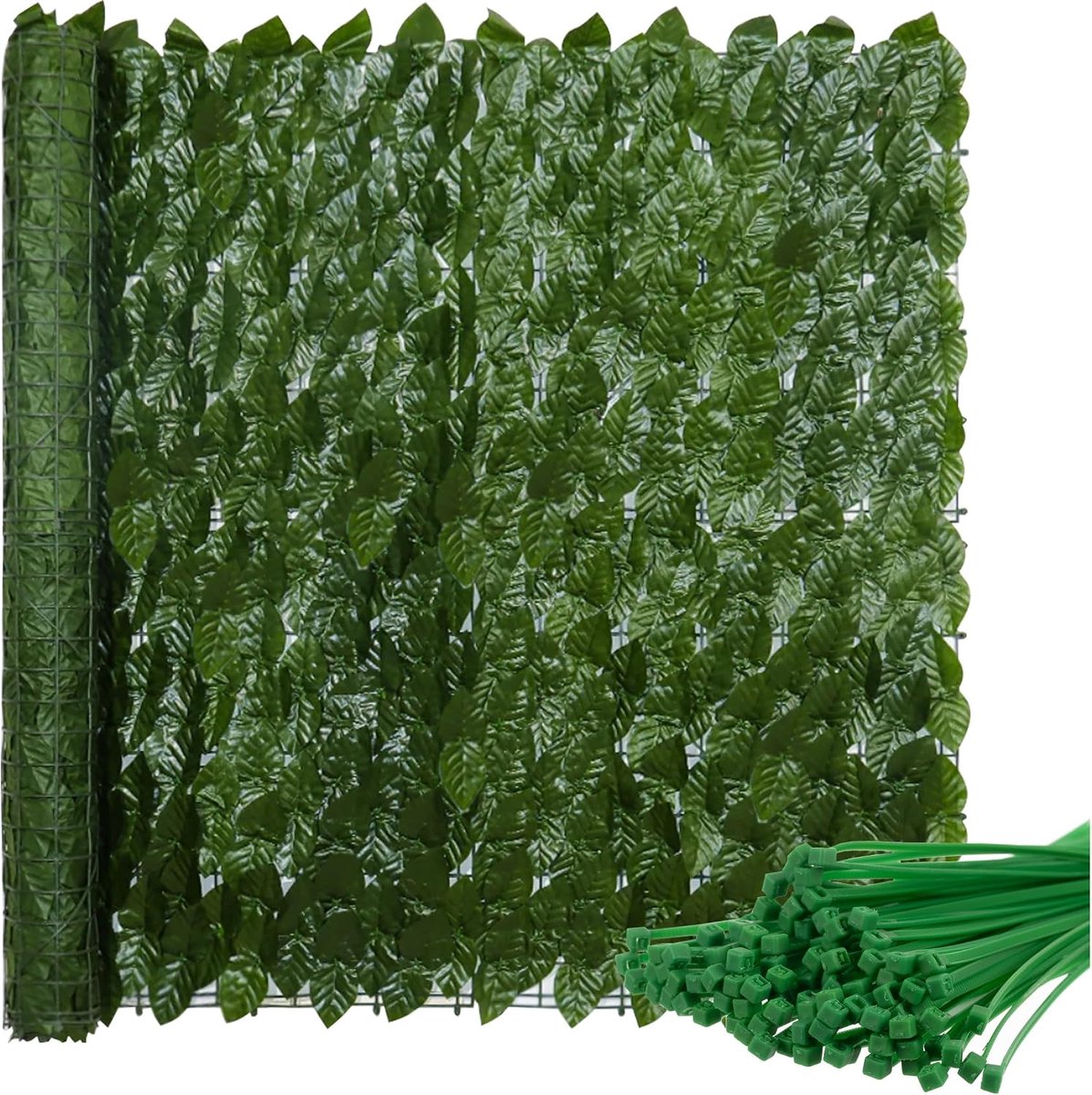 SnelShoppen - Kunstmatige Klimop Balkon Privacy Scherm 0.5 x 3 m - Decoratieve Haak met Bladeren - Tuin, Balkon, Windscherm, Natuurlijk Uiterlijk, Ond