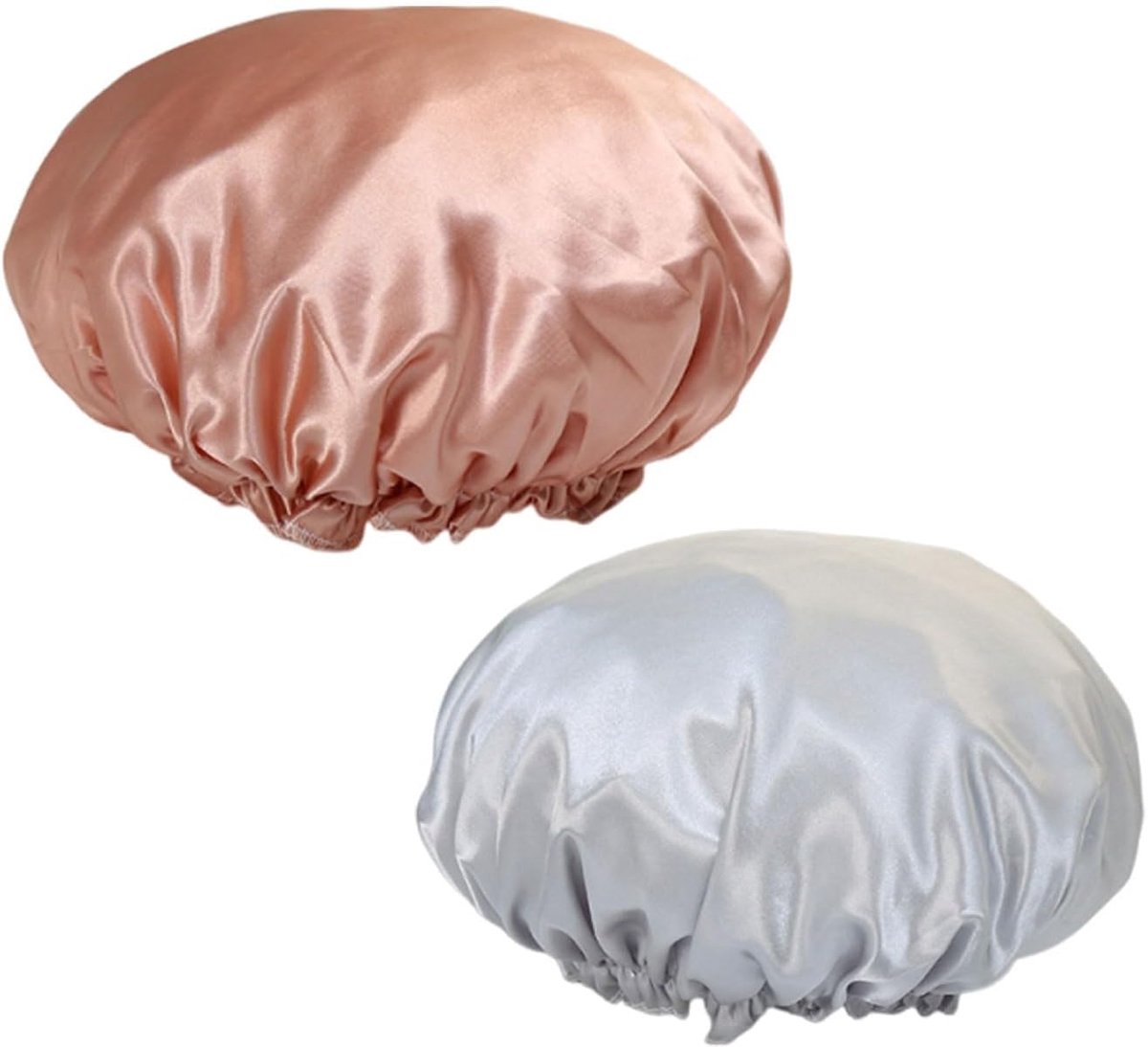 SnelShoppen - Satin Douchekap voor Vrouwen, 2 Stuks, Waterdichte Haarcap voor Dames en Meisjes, Elastische Herbruikbare Douchekap voor Bad, Spa, Salon
