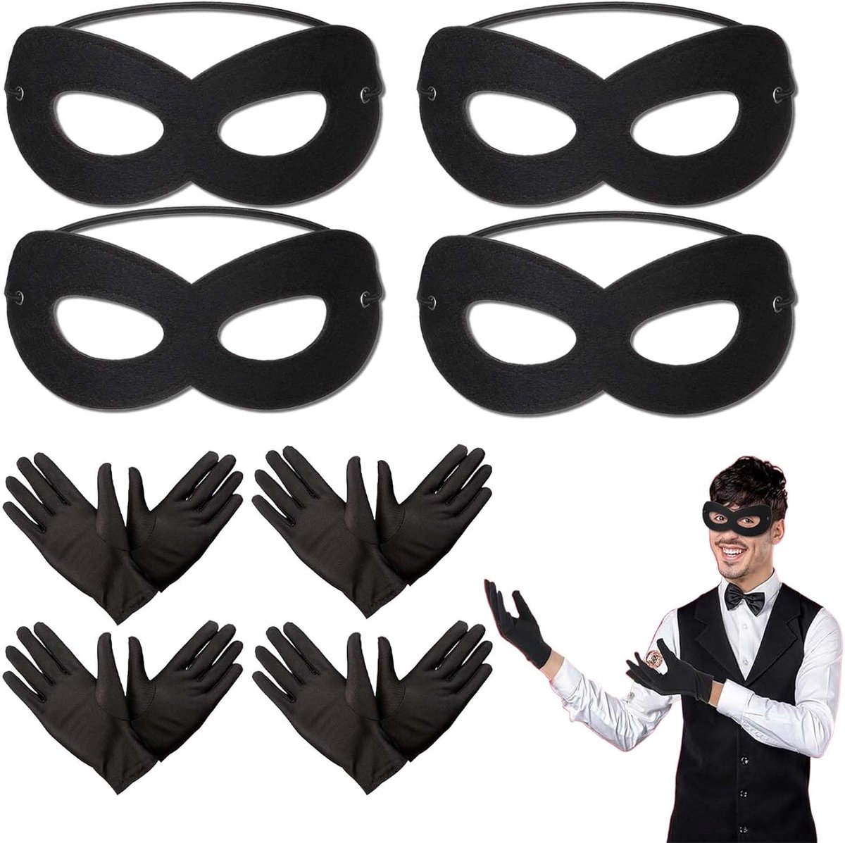 SnelShoppen - Black Eye Mask - Halloween Zorro Mask, Masked Ball Mask, Cosplay Role Play, Zorro Dansmasker, Venetiaanse Maskers voor Halloween, Carnav