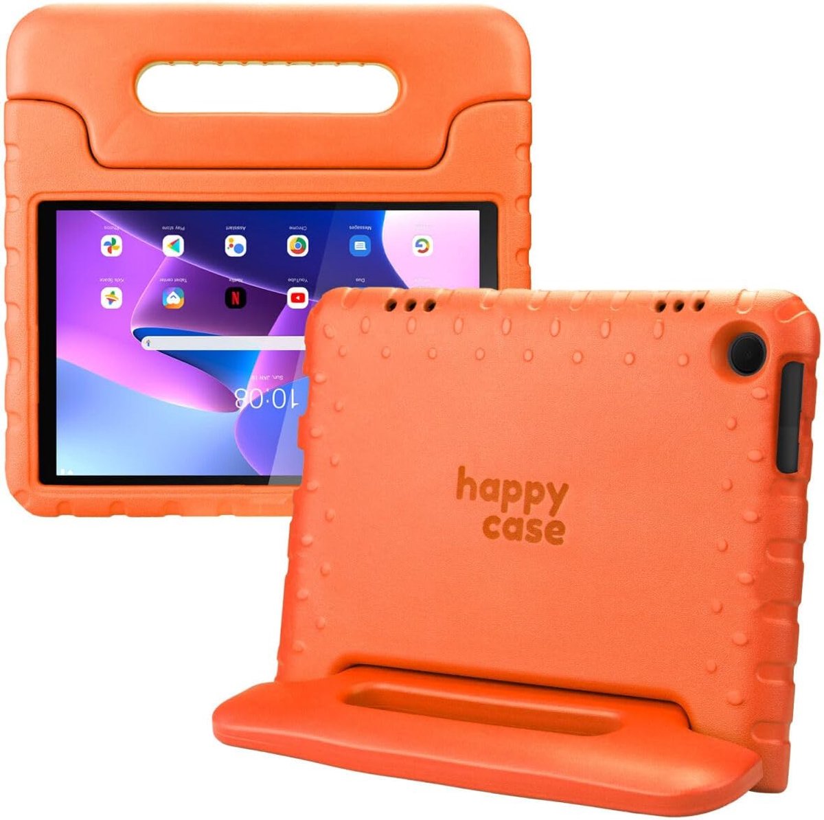 SnelShoppen - Kindvriendelijke Tablet Case voor Lenovo Tab M10 Gen 3 (10.1) | Shockproof Foam | Beschermende Hoes met Handvat en Stand | Oranje | Idea