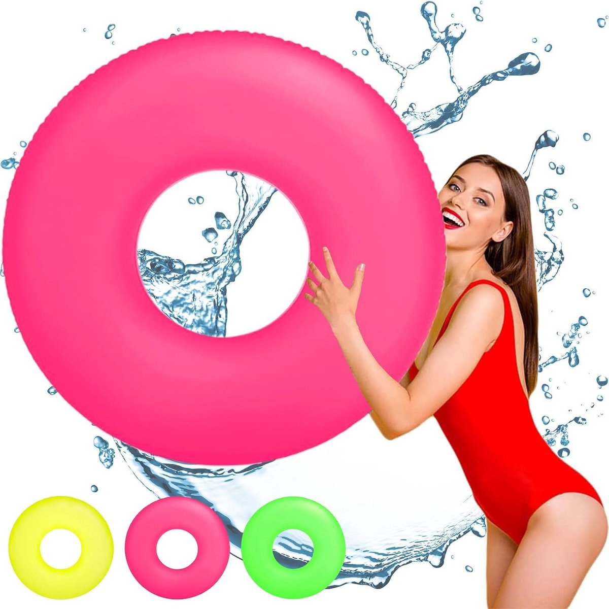 SnelShoppen - Roze Opblaasbare Zwemring voor Volwassenen 91cm - Inflatable Pool Float Tube - Duurzaam PVC - Ideaal voor Zomer, Zwembad, Strand en Buit
