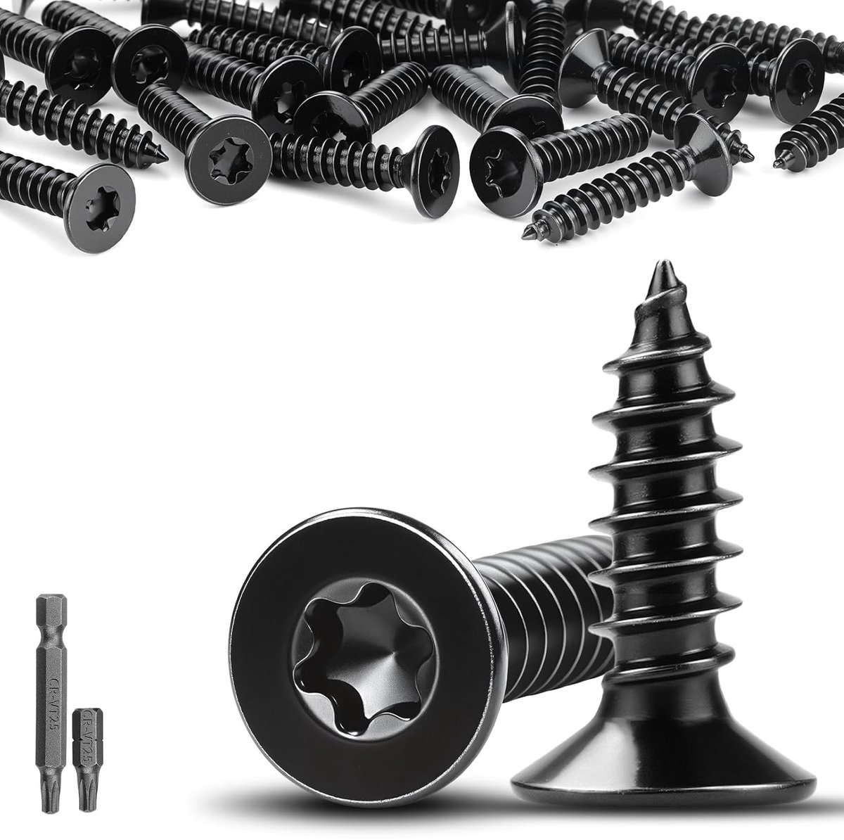 Houten Schroeven 90 Stuks, Zwart, Verzinkte Kop, M4 x 10 mm, RVS A2 V2A, Voor Geluidspanelen, Torx, Volledige Draad, Zelftappende Spaanplaatschroeven