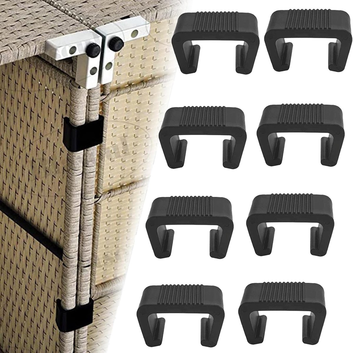 Wicker Furniture Clips voor Binnen en Buiten - 5 Stuks Zwarte Clips voor Tuinmeubelen, Rat