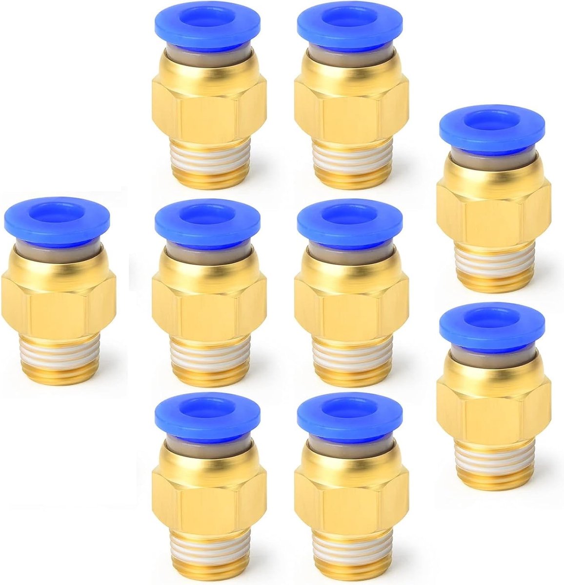 Pneumatisch aansluitstuk 6mm OD - 3/8 inch BSP plug - Messing - Set van 9 voor luchtcompressoren - ShopVlot
