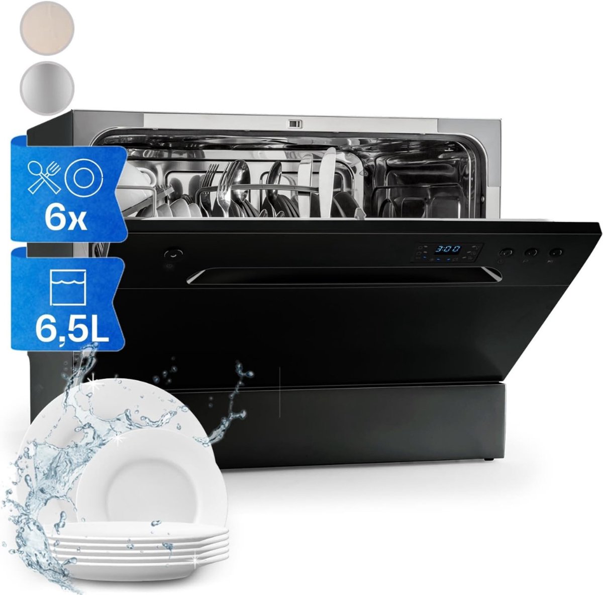QORA® Mini Vaatwasser - Vaatwasser - Zwart - 50cm x 55cm x 60cm