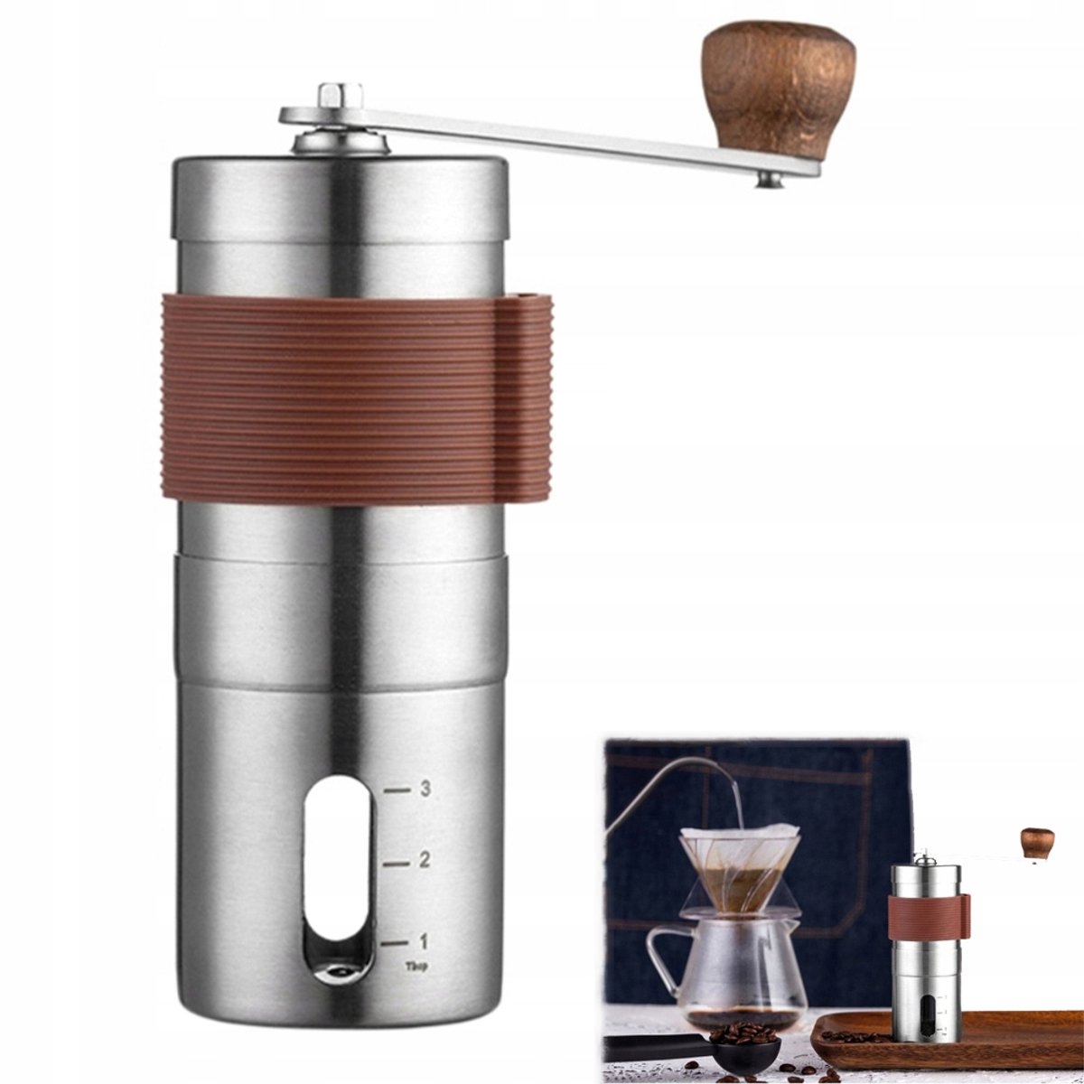 Handmatige Koffiemolen RVS met Transparant Links