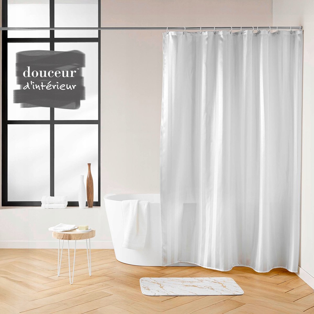 Merkloze Douchegordijn Satine 3D Strepen 180x200cm - Sneldrogend