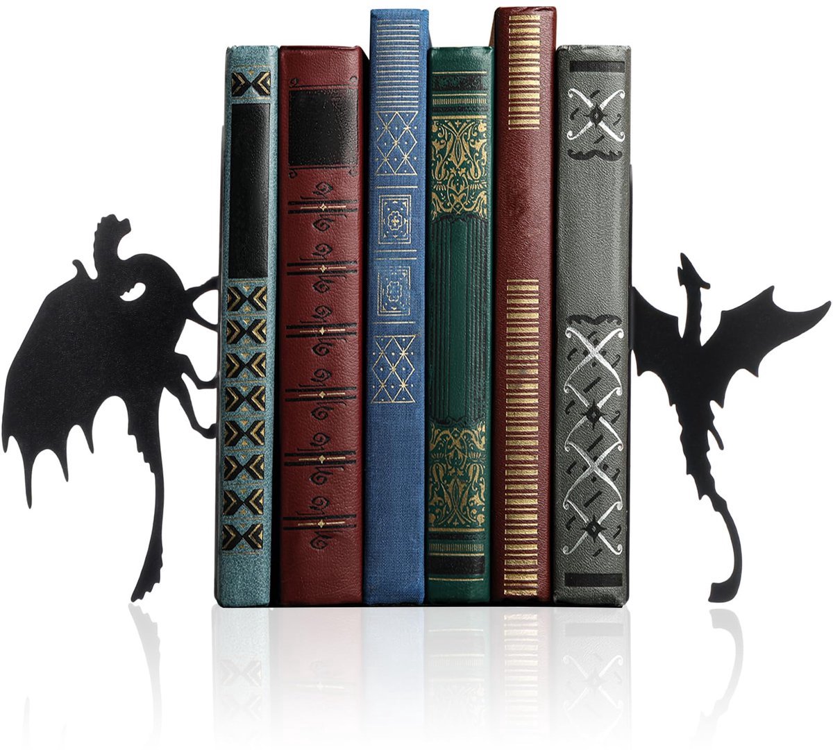 Casalora Vliegende Draak Boekensteun - Metalen - Set van 2 - Decoratieve Boekenstandaard voor Planken, Kantoor en Woonkamer - Cadeau voor Draaktenliefhebbers