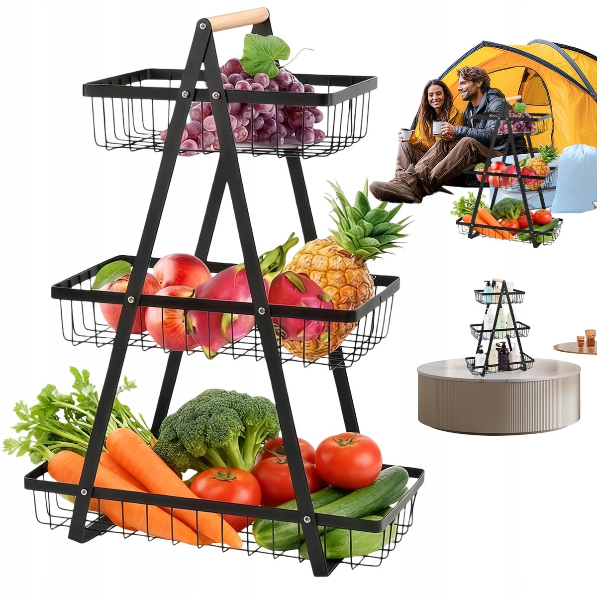 3-Laags Kruidenrek voor Keuken & Badkamer - Fruitmand