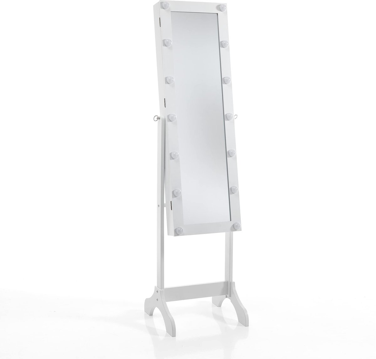 staande spiegel 155 x 38 cm - mat wit gelakt - geïntegreerde ledlampen - perfect voor elke ruimte - ShopVlot