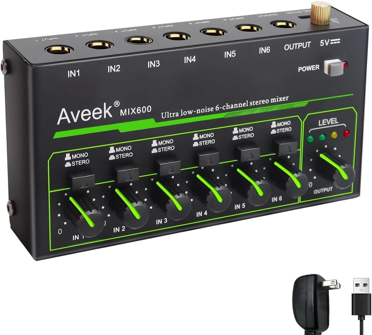 Mini audio mixer - ultra-laag geluidsniveau - 6-kanaals stereo mixer - eenvoudig meerdere instrumenten mixen - ShopVlot