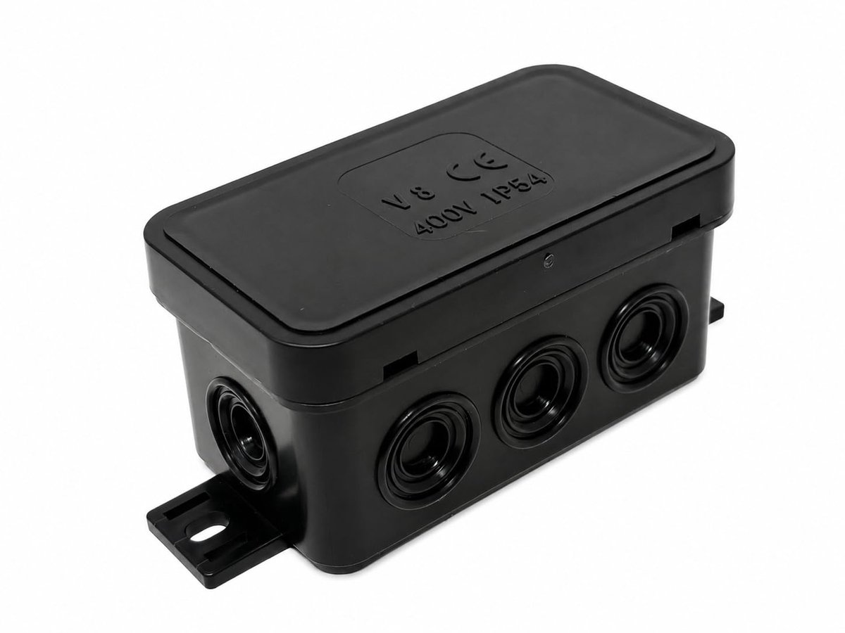 Vochtbestendige lasdoos IP54 80 × 41 × 45 mm - zwart - 10 stuks - stof- en spatwaterdicht - ShopVlot