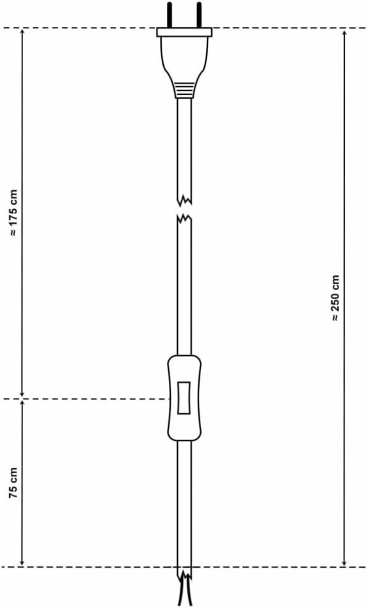 Textiel kabel 250 cm - Euro plug met schakelaar - 2 x 0.75 mm² - ideaal voor lampenbouw - ShopVlot