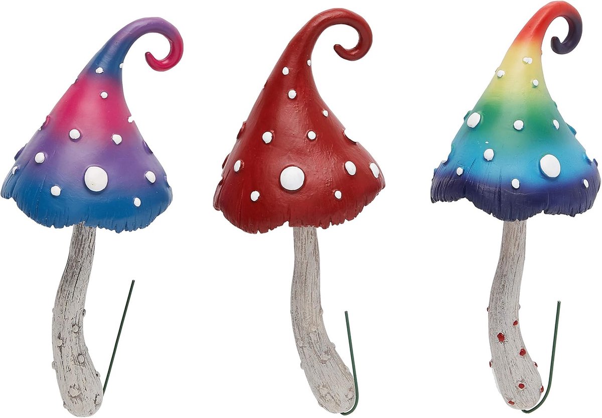 Miniature tuindecoratie 7" - Paddenstoelen collectie - Magische regenboog, suikerspin en rode robijn - ShopVlot