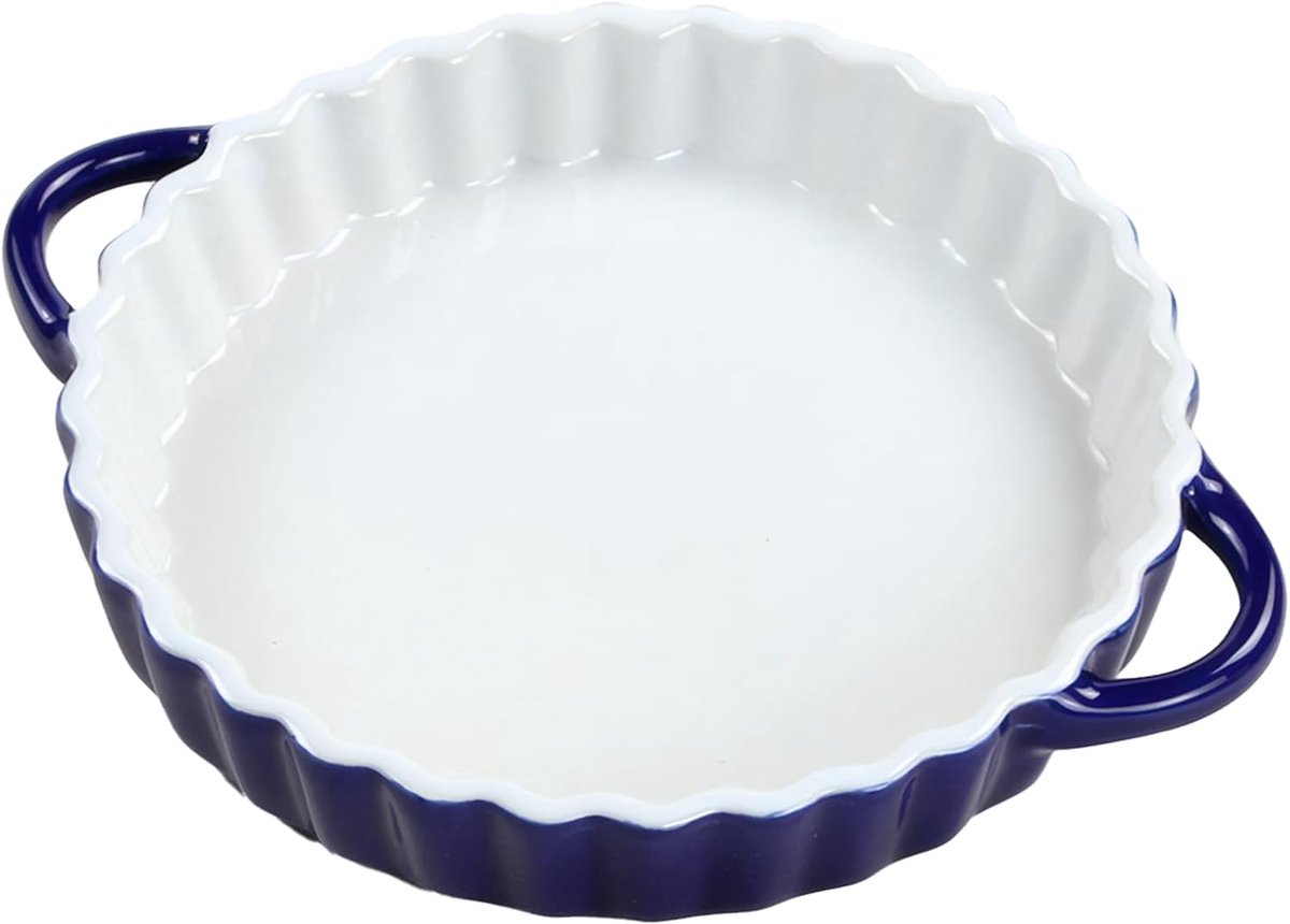 Keramische Bakvorm Rond 15,5 cm - Met Handvatten - Antiaanbaklaag - Ideaal voor Taart en Quiche - ShopVlot