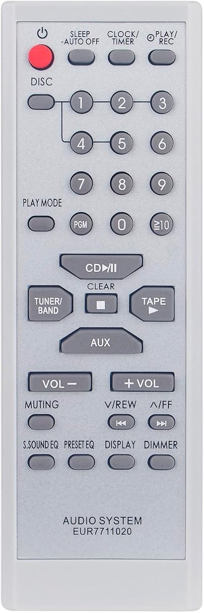 Vervangende afstandsbediening EUR7711020 - Geschikt voor Panasonic Mini HiFi - Eenvoudige bediening - ShopVlot
