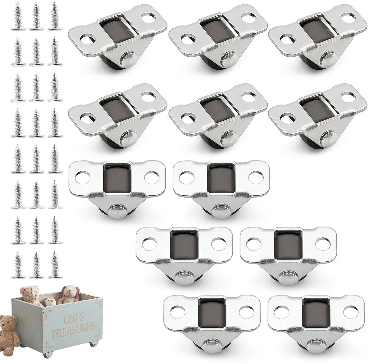 Rubberen meubelwielen 1,2 cm - vaste stalen plaat - mini-wielen voor lichte meubels - soepel verplaatsen - ShopVlot