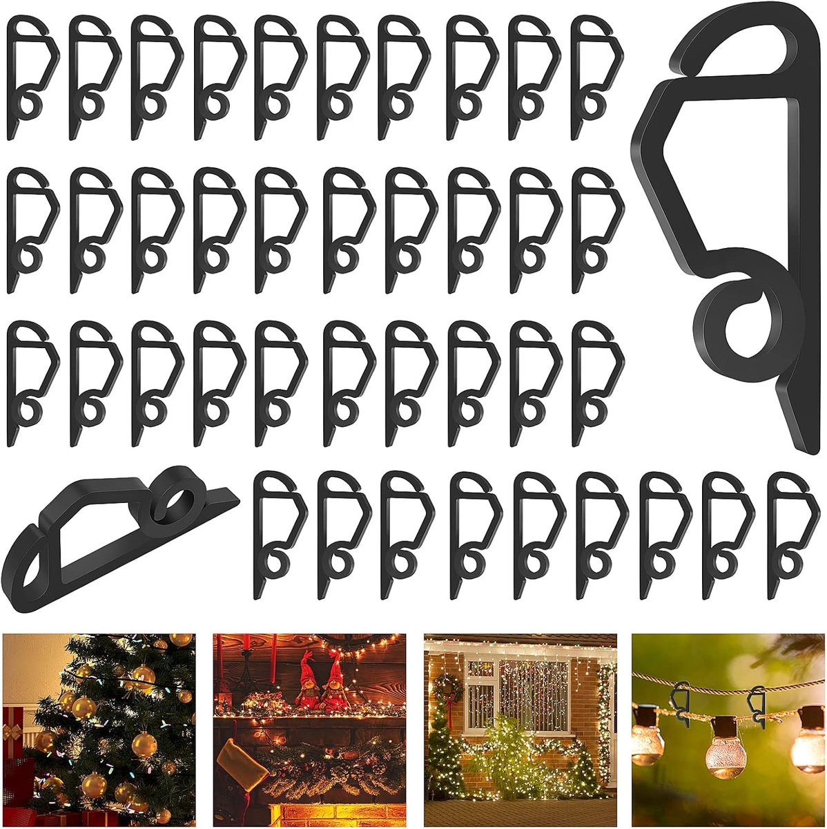 Kerstlicht clips 100pcs - mini haakjes voor lichtsnoeren - weerbestendig kunststof - ideaal voor buitenverlichting - ShopVlot