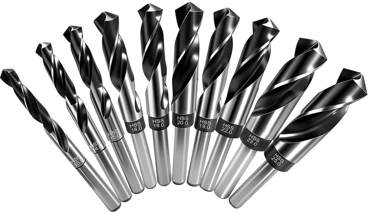 HSS boorbit set 10 stuks - 1/2 inch schacht - zwart en zilver afwerking - voor precisieboringen - ShopVlot