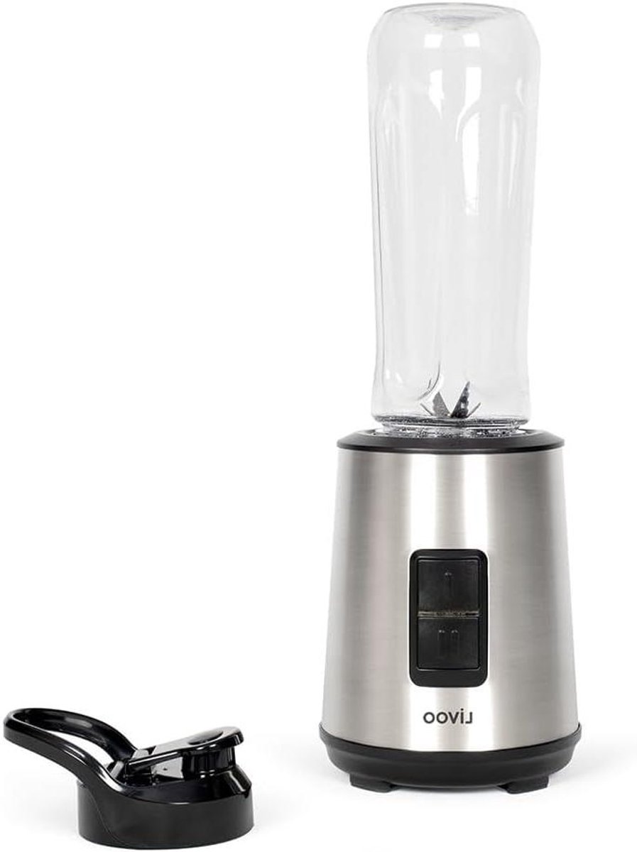 Mini blender - Smoothie maker - Gezonde dranken maken - 4 RVS messen - 600 ml - Zwart