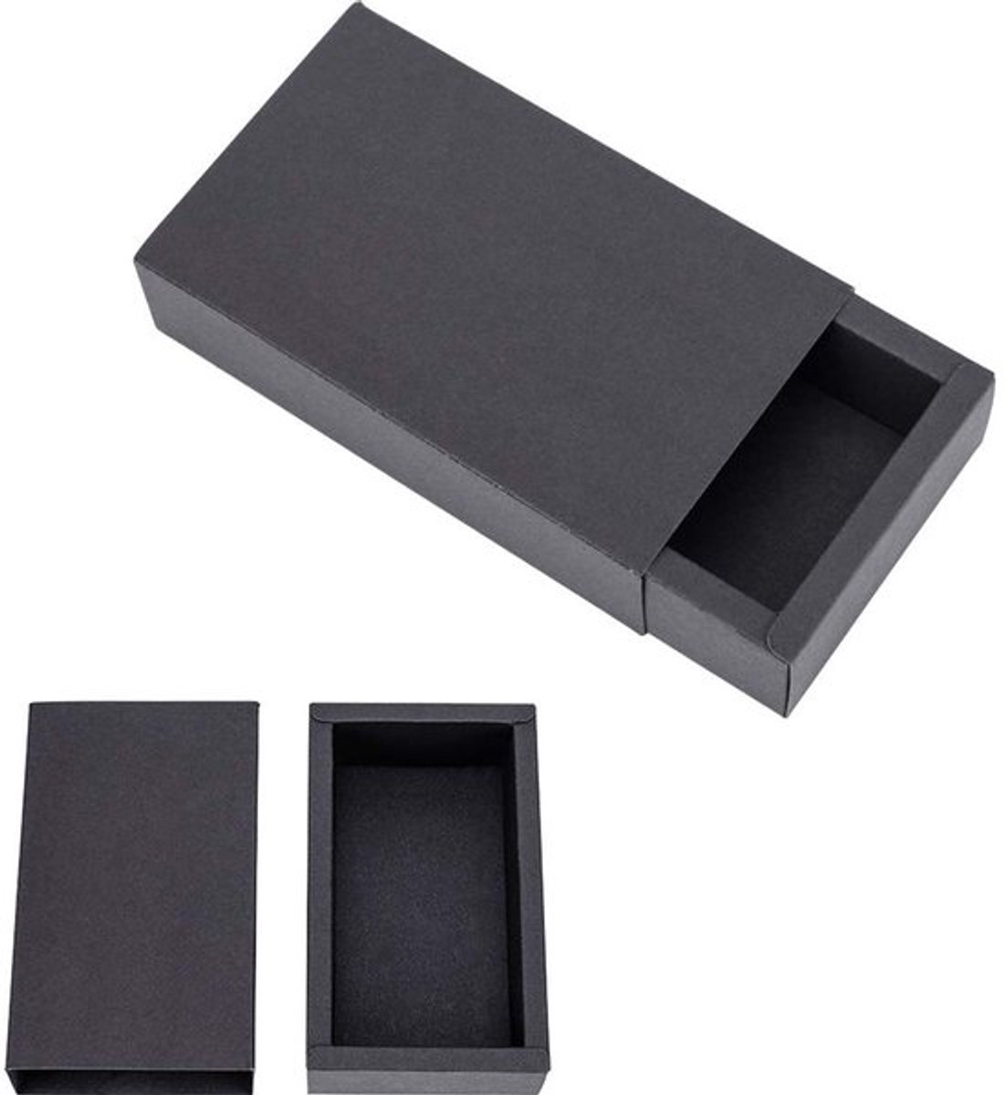 10 stuks kraftpapier ladekast, 15x8x4cm zwarte kartonnen doos DIY knutselen sieraden snoep geschenkverpakkingen dozen voor Kerstmis, bruiloften, feestbenodigdheden