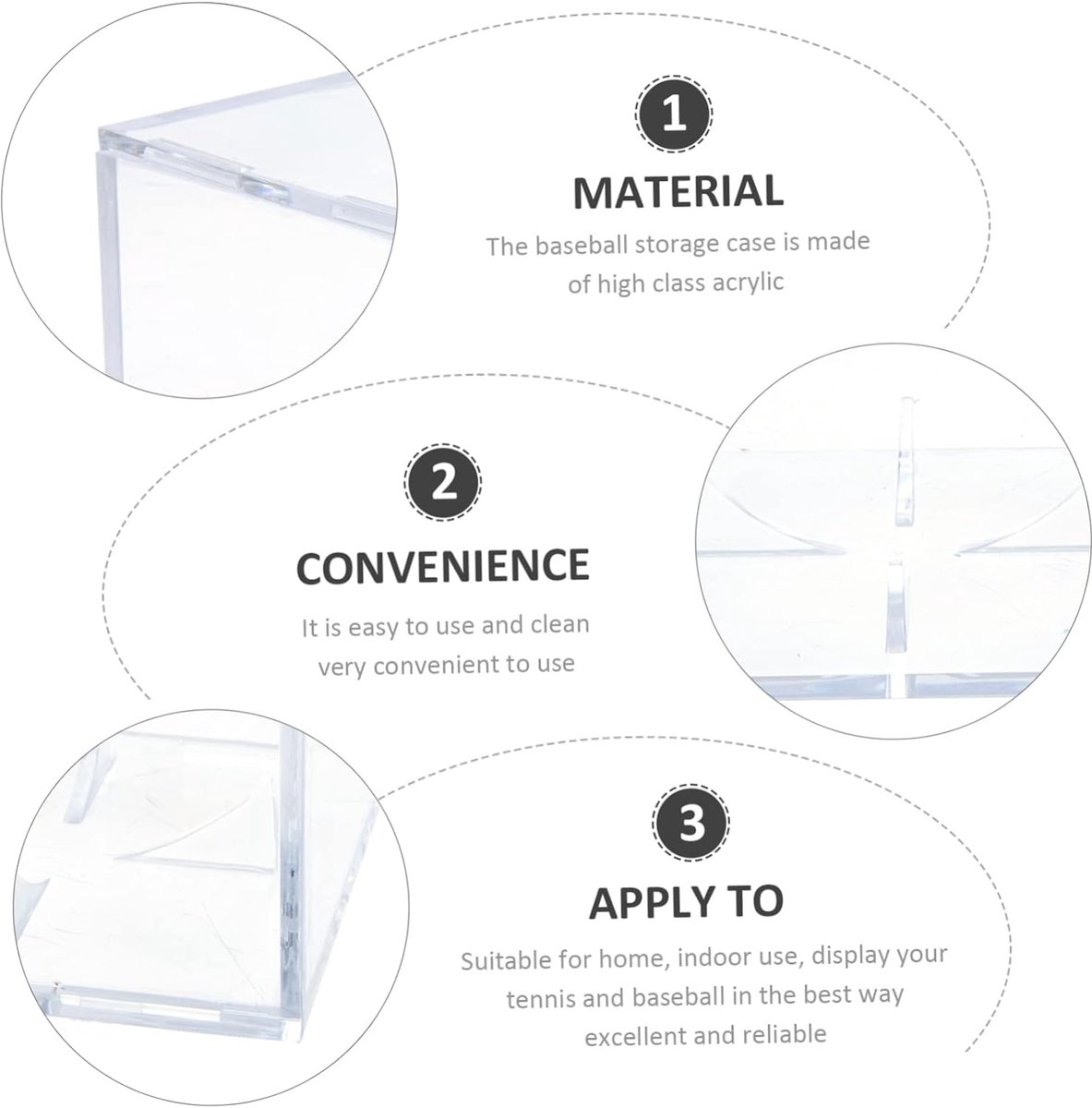 Honkbal Display Case - Bal Vitrine - Collectie Presenteren - Ingebouwde Standaard - 8x8cm - Transparant
