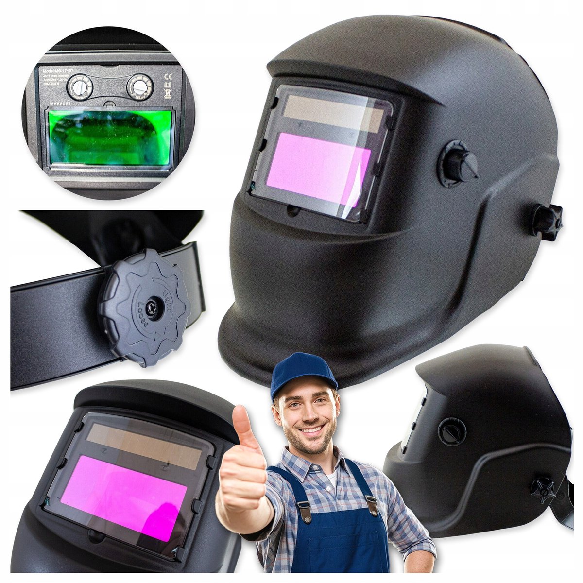 Merkloos Automatische lashelm met zelfverduisterend filter, MIG/MAG/TIG