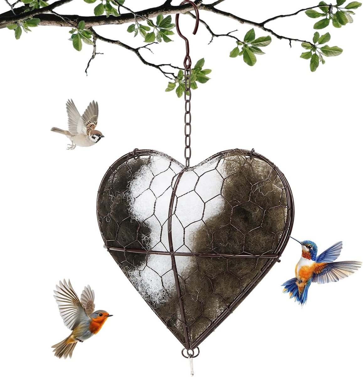 Vogelhuisje hart - handgemaakt van natuurlijke vezels - veilig nest voor vogels - ideaal voor dierenliefhebbers - ShopVlot