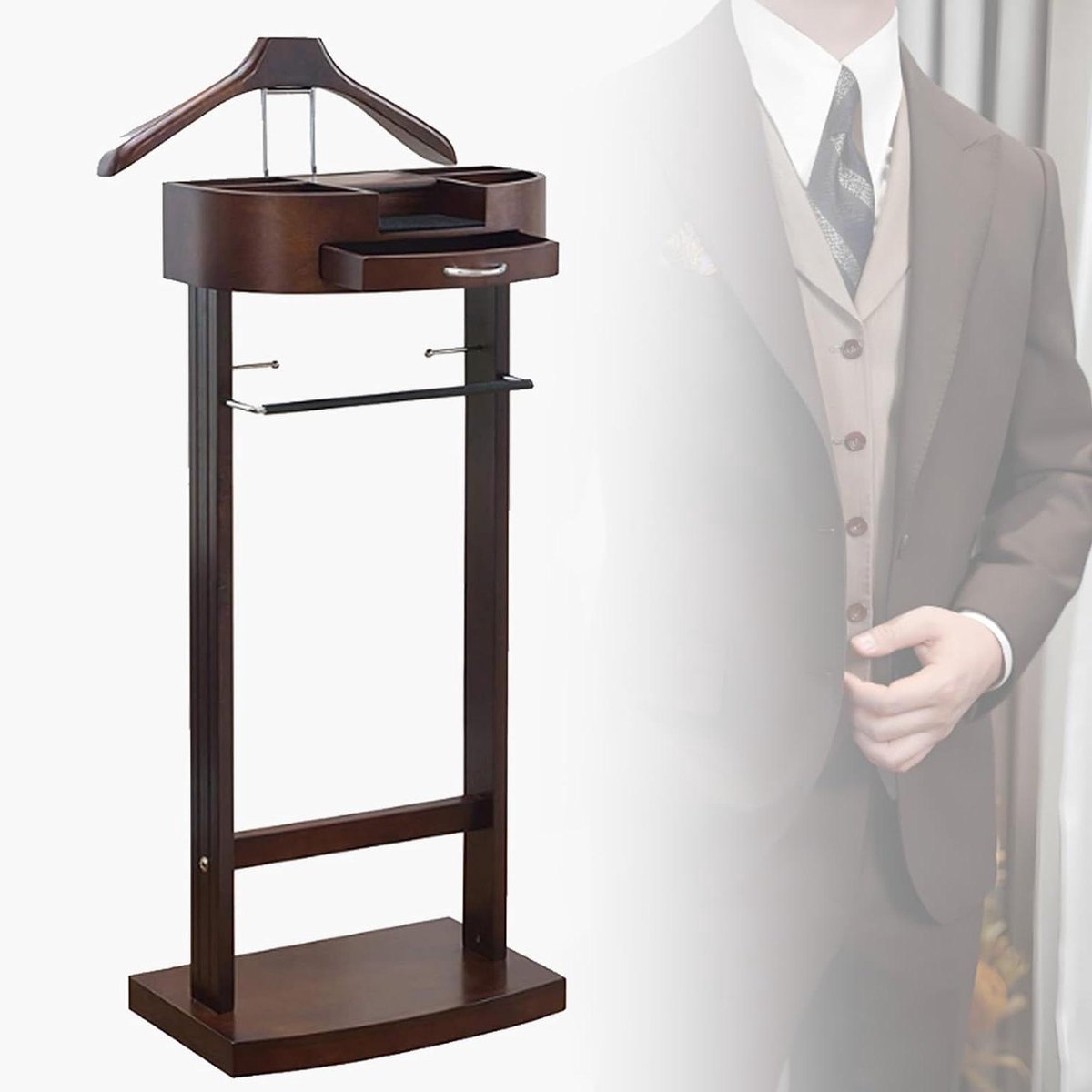 Pak Stand - Garderobe Standaard - Kleding Organiseren - Stabiele Hout Metaal Basis - 43 x 33 x 107 cm