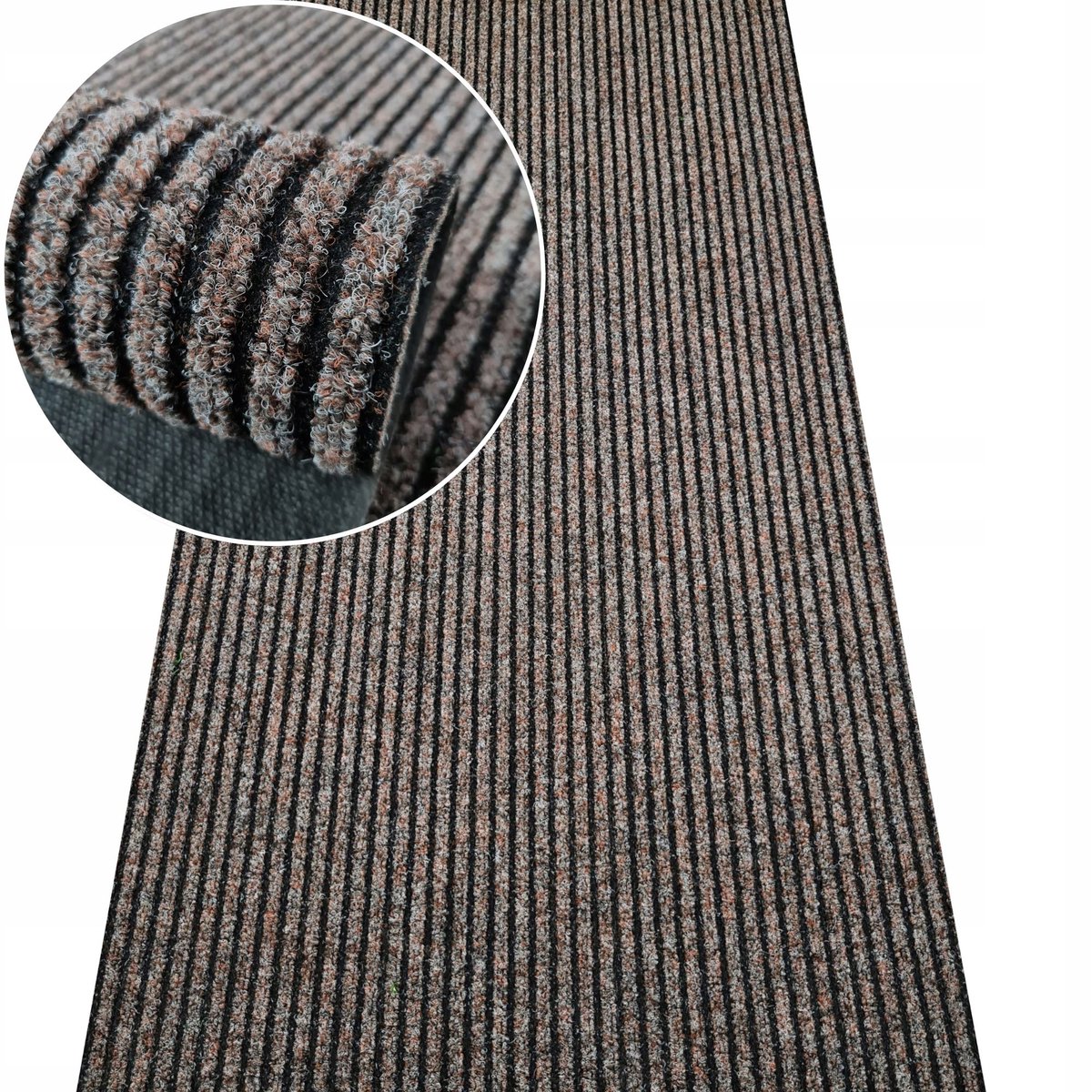 Merkloos Beige Gestreepte Deurmat op Maat - 200 cm Breed