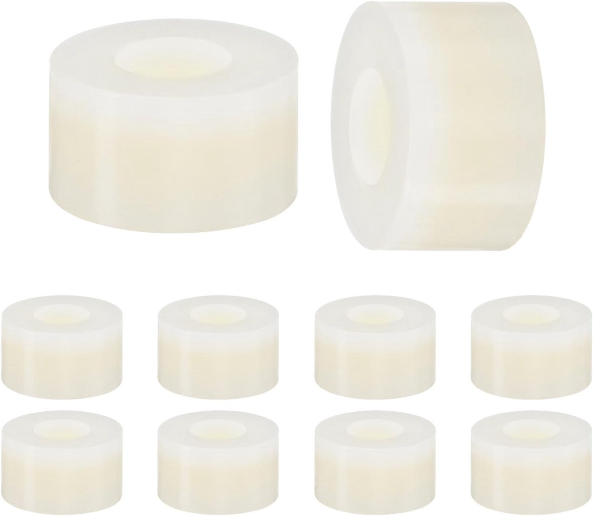 METERXITY Set van 100 nylon ringen, 3,2 mm ID 7 mm OD 4 mm lengte ronde plastic afstandhouder afstandhouder niet-schroefdraad voor M3 schroeven/bouten/stopcontact/schakelaarhouder [wit]