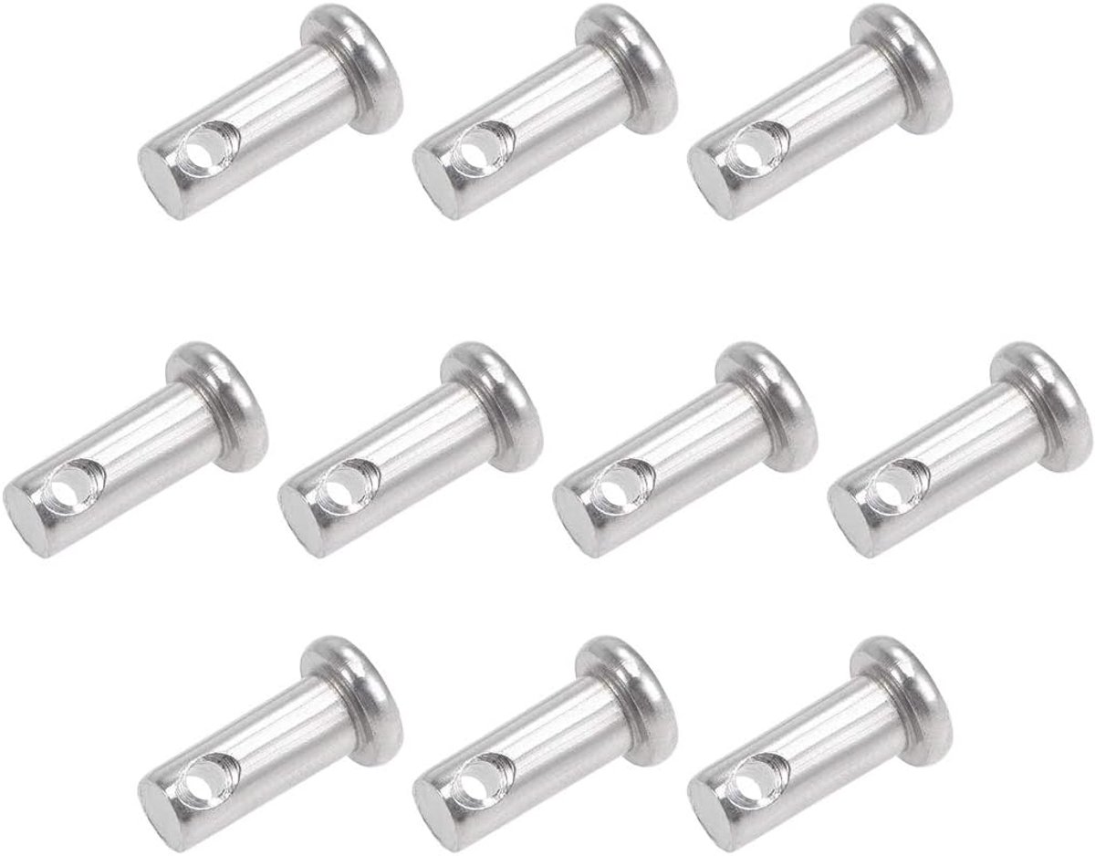 Sourcing map 10 x scharnierpen vorkbouten enkel gat 304 roestvrij staal 5 mm x 12 mm platte kop