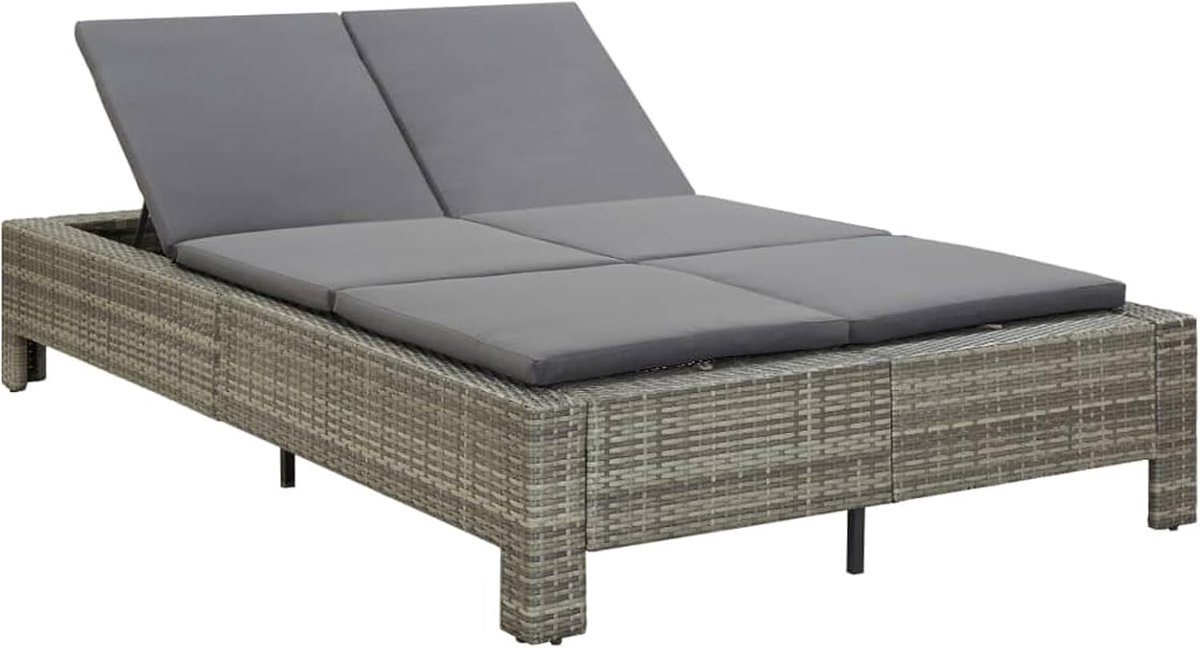2-persoons ligstoel met kussen en 2 grote kussens, Garden Lounger Lounger relax-ligstoel 220 x 130 x 35 cm, beide zijden zijn instelbaar voor comfortabele posities, weerbestendig, onderhoudsvriendelijk