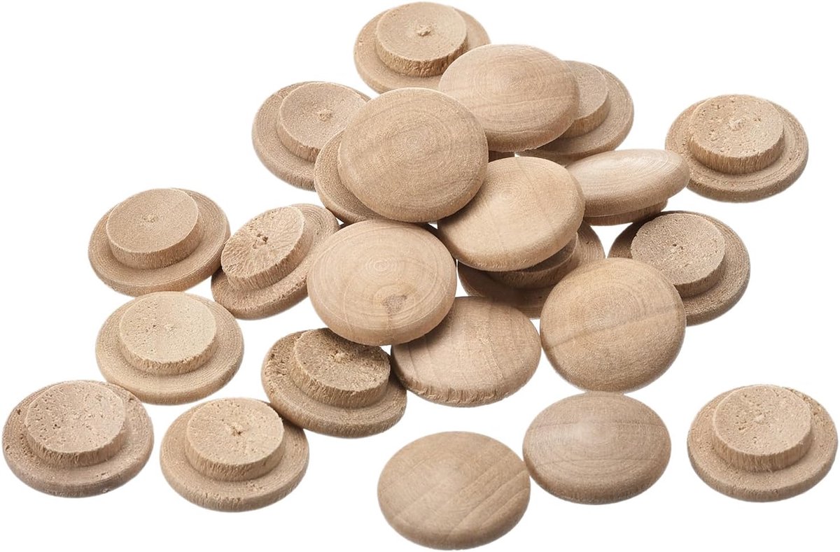 sourcing map Houten stop, 100 stuks 18 x 12 mm - beukenhouten knopstoppers, schroefgatafdekkingen, decoratieve houten afdekking voor trapstoelen, meubels en houtbewerking