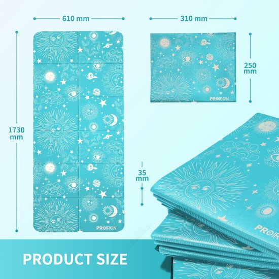 Opvouwbare reisyogamat - antislip en licht - 173 cm x 61 cm x 5 mm - groen Yogamat — afbeelding 2