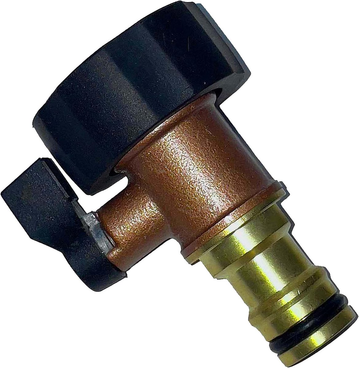 Slangkoppeling en verdeler voor tuinslang, slangkoppeling, ventiel, afsluitkraan, vorm en lengte: 3/4 inch op slangaansluiting. GA431