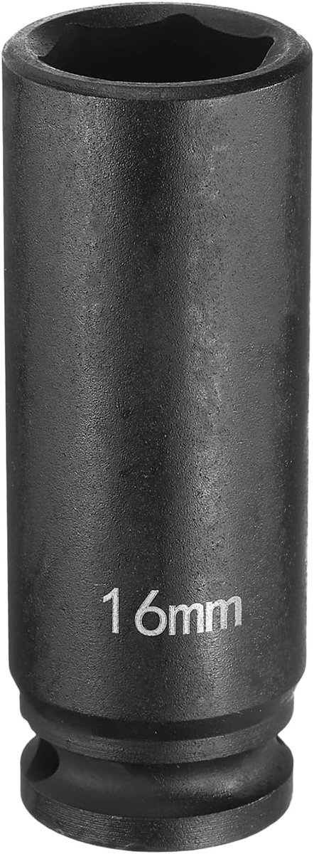 Deep Impact Socket 3/8" Square Drive by 16mm Metric 6 Point Socket 65mm (2,56") lange CR-MO staal industriële kwaliteit flip socket voor thuis auto hex moeren bouten reparatie, zwart