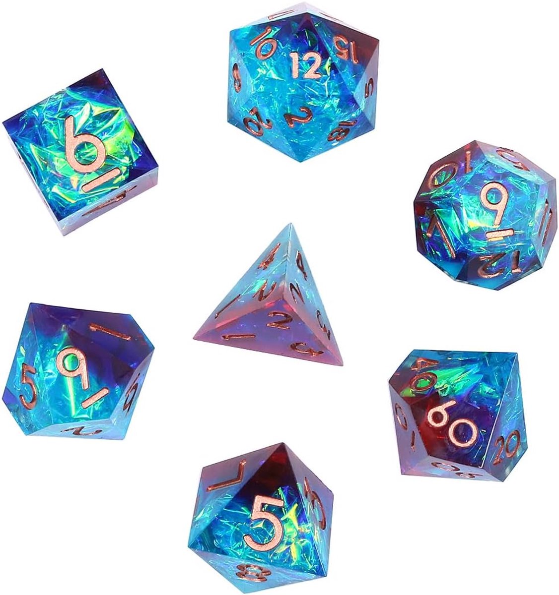 Upscale Resin Transparante Dnd dobbelstenen set Polyhedral Dobbelstenen rpg dobbelstenen dados rol D4 D6 D8 D10 D12 D20 Dobbelstenen set - rood en blauw