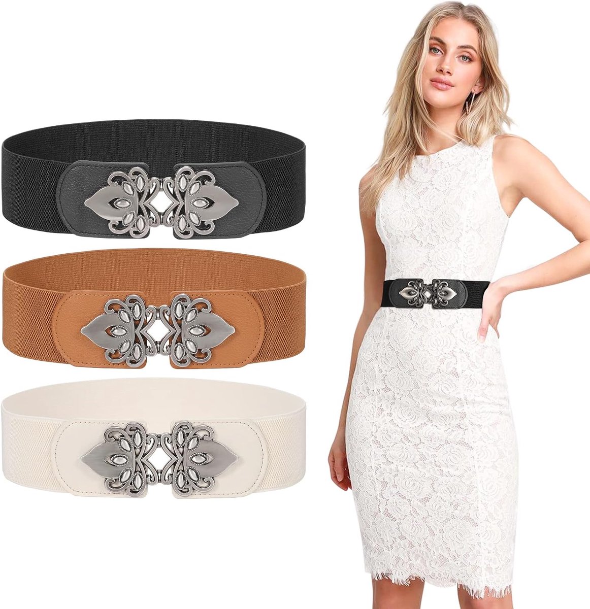 Korsetriem voor dames, brede, elastische wespie-riem voor Halloween-kostuums, veterriem met cinch-tailleband voor jurken