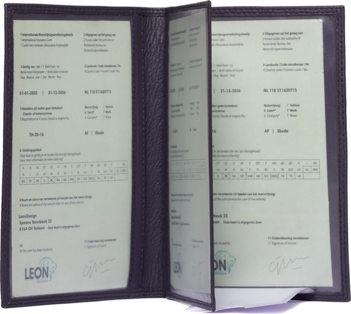 Papiermap auto - Compact - Leer - Paars - Handgemaakt voor sleutels en kaarten - SnelShoppen