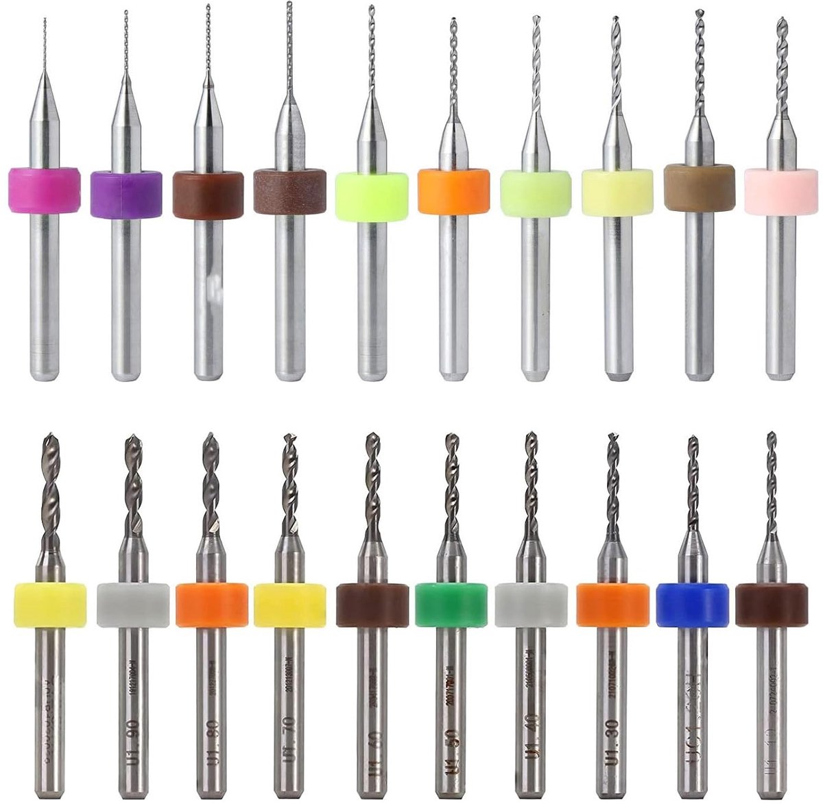 20 stuks PCB-boorbitset, 0,6 mm tot 1,5 mm, 1,6 mm tot 2,5 mm wolfraamstaal, micro-spiraalboren, precisieboor, voor printprintplaat, sieraden, gravure, hars, barnsteen, boorgereedschap