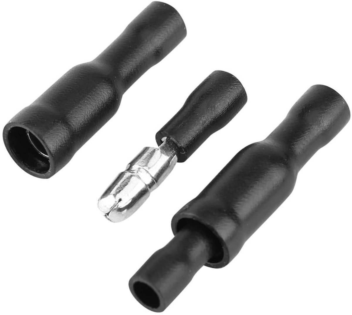 Terminals 50 stks Vrouwelijke en Mannelijke Geïsoleerde Elektrische Connector Crimp Bullet Terminal voor 0,5 tot 1,5 mm² (zwart)